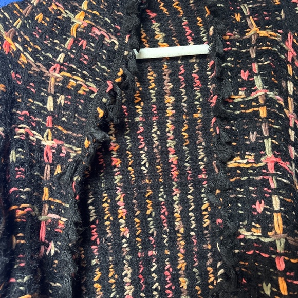 Open cardigan tweed multi color with fringe - Picture 3 of 4